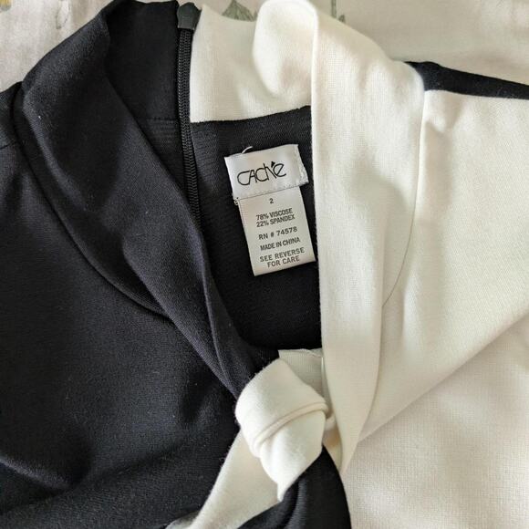 Cache Black and White Color Block Bodycon Dress - Picture 4 of 4